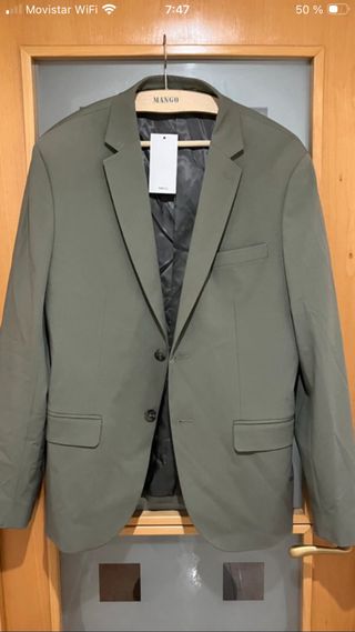 Americana Mango Hombre Verde Oliva