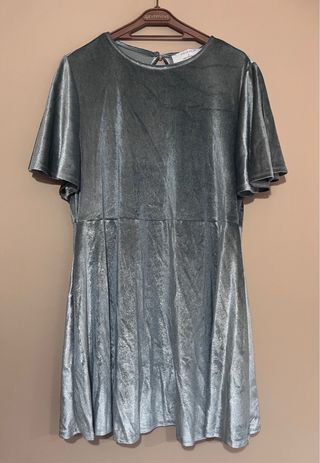 Vestido plateado terciopelo Primark Talla L