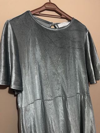 Vestido plateado terciopelo Primark Talla L