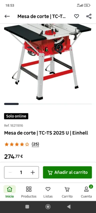Mesa de corte Einhell TC-TS 2025 U