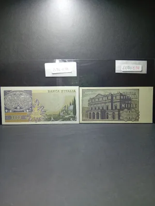 Lotto 2 Banconote FDS 1000 Lire + 2000 Lire
