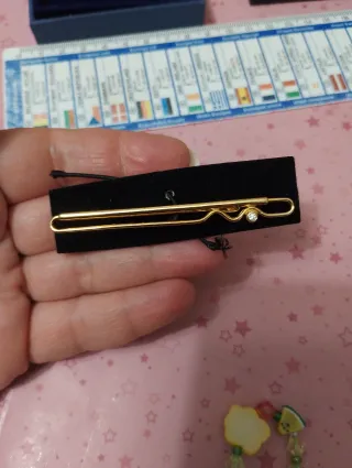 Fermacravatta vintage oro Swarovski