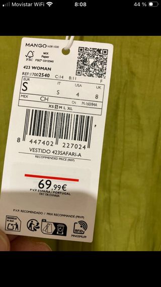 Vestido largo verde Mango