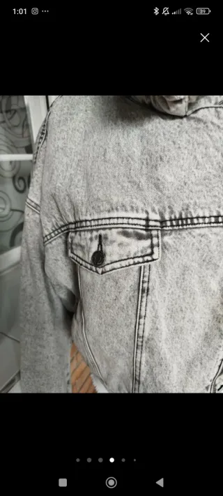 Cazadora vaquera polar gris y blanca