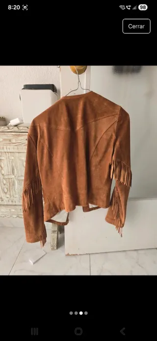 Cazadora Zara flecos ante marrón