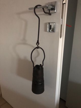 Lampada minatore antica bronzo
