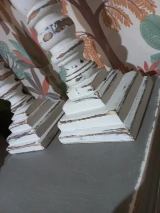 Candelabros madera reciclada artesanía PAREJA