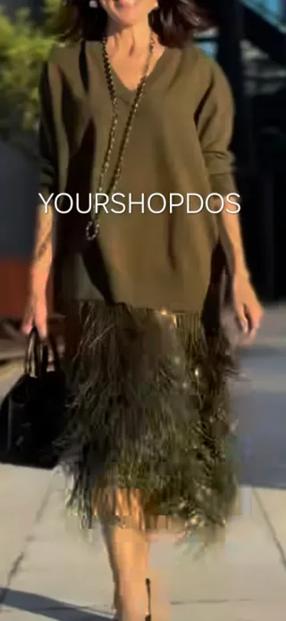 Falda Zara flecos lentejuelas Talla L