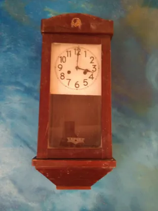 Reloj de Pared Antiguo Madera y Cristal