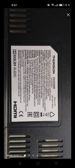 Piezas TV Thomson 43UC6406