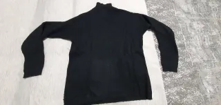 Jersey Negro Lana Bolsillos Piel Conejo