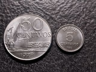 50 Centavos 1978 & 5 Centavos 1986 Brasile