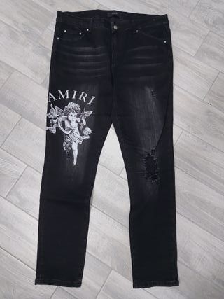 Jeans Uomo/Ragazzo Neri con Disegno e strappi