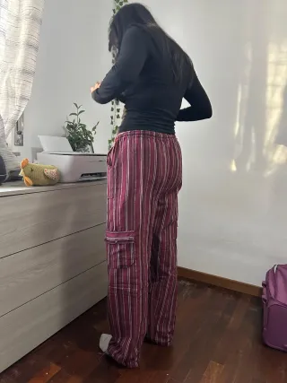 Pantaloni a righe vintage rossi e bianchi