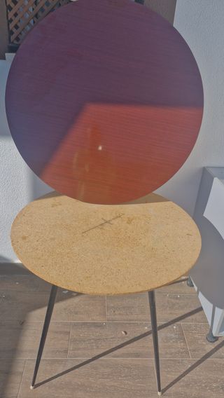 Mesa redonda vintage madera y metal