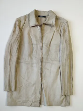 Chaqueta Cortefiel Piel y Lana Beige
