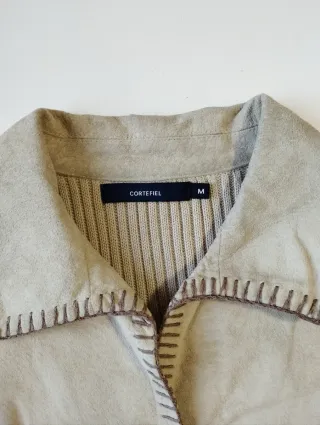 Chaqueta Cortefiel Piel y Lana Beige