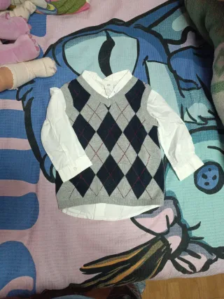 Conjunto Camisa y Chaleco 9/12 Meses nuevo