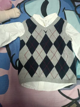 Conjunto Camisa y Chaleco 9/12 Meses nuevo