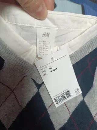 Conjunto Camisa y Chaleco 9/12 Meses nuevo