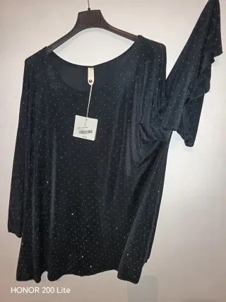 Blusa oversize elegante nera taglia 52-56