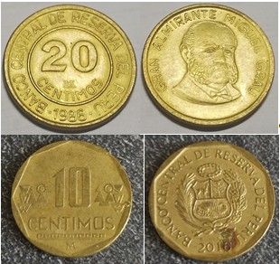10 e 20 Centimos 1986-2016 Perù