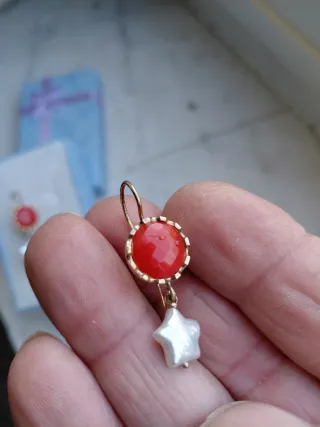 Orecchini corallo mediterraneo argento perle