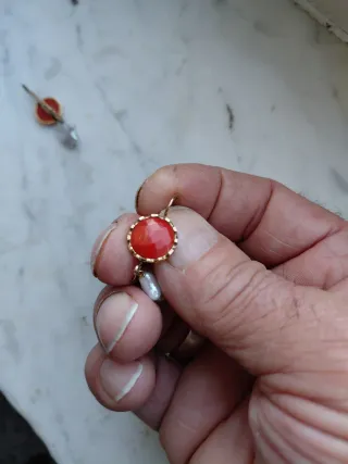 Orecchini corallo mediterraneo argento perle