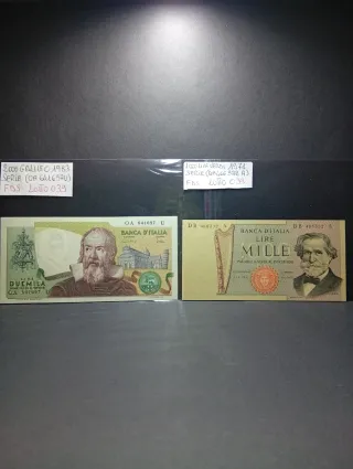 Lotto 2 Banconote Lire 2000+1000 FDS