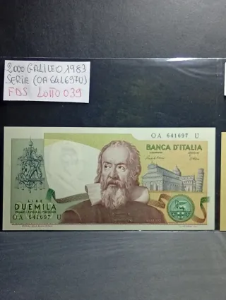 Lotto 2 Banconote Lire 2000+1000 FDS