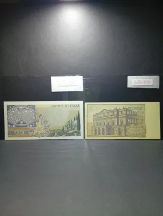 Lotto 2 Banconote Lire 2000+1000 FDS