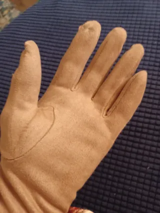 Guanti donna fantasia beige e rosso