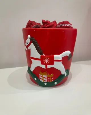 Vaso decorativo con cavallino a dondolo