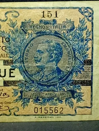 5 Lire Biglietto di Stato 1904 Serie Bassa 151