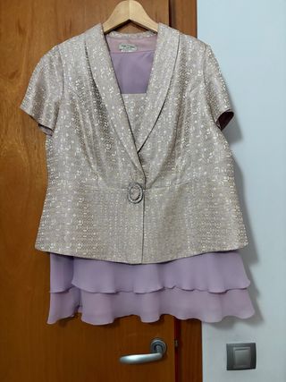 Vestido fiesta dorado y lila