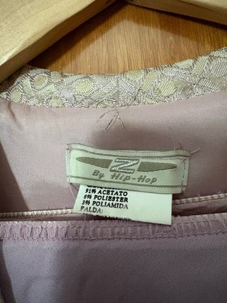 Vestido fiesta dorado y lila