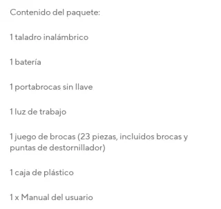 Taladro Inalámbrico 21V, 2 baton Accesorios