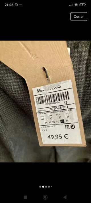 Pantalón Massimo Dutti Invierno Gris