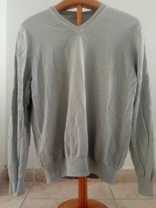 Jersey Zara Hombre Gris Claro Cuello Pico