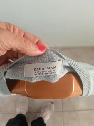 Jersey Zara Hombre Gris Claro Cuello Pico