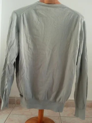 Jersey Zara Hombre Gris Claro Cuello Pico