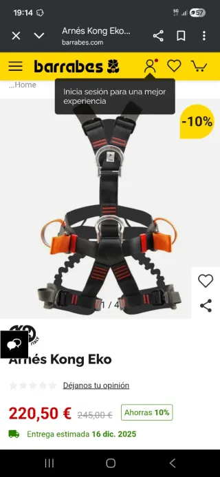 Arnés de escalada y trabajos verticales