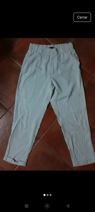 Pantalón Zara fluido pinzas blanco roto Talla L
