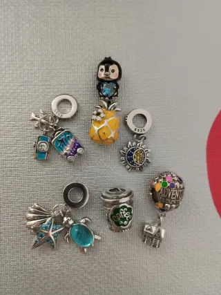 Lote 7 charms colgantes plata 925