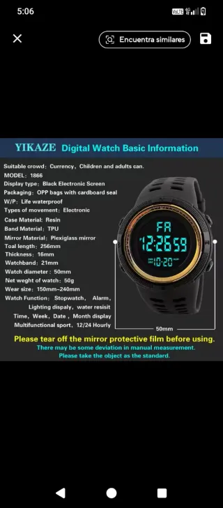 Reloj Deportivo, luminoso, 2 modos