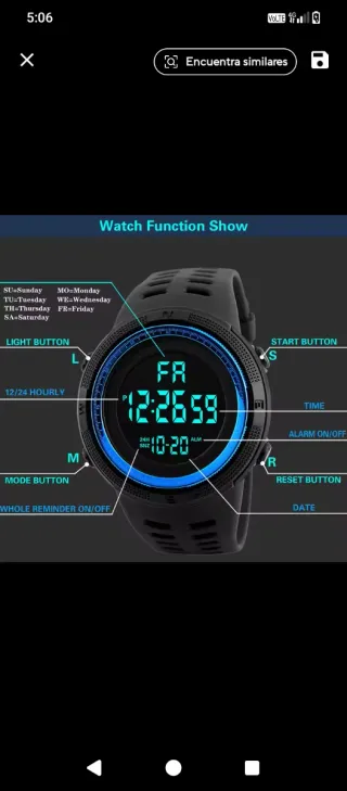 Reloj Deportivo, luminoso, 2 modos