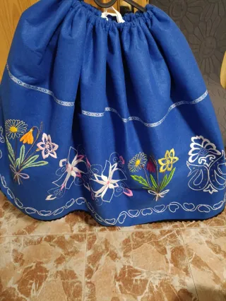 Falda regional bordada azul
