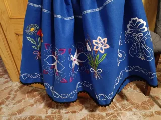 Falda regional bordada azul