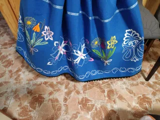 Falda regional bordada azul
