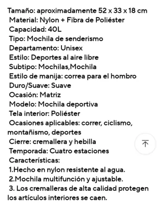 Mochila senderismo ultraligera, 40L gris y verde